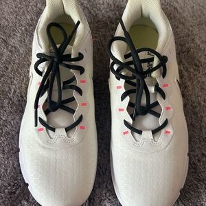 White Nike Sneakers with Black Laces